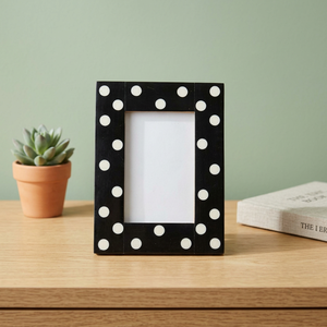 Marco de Fotos de Resina Blanco y Negro, Duradero, Impresión Digital Personalizada, Logotipo, Foto, Incrustaciones de Hueso, Rectangular, Hecho a Mano, Decorativo, para Escritorio o Pared - Product Image 1