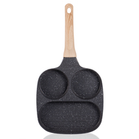 Poêle à œufs RAF R.2542 19CM 750W, antiadhésive, multi-sections, base plate, manche en bois, ustensile de cuisine