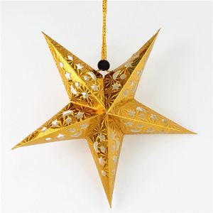 Decoración Navideña, Artículos para Fiestas de Año Nuevo, Luz LED Colgante, Linterna de Papel Plegable en Forma de Estrella - Product Image 3