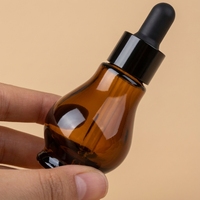 Vente en gros de flacons compte-gouttes en verre ambré en forme de gourde avec bouchon à vis et impression sérigraphiée, 10 ml, 20 ml, 30 ml, 50 ml, 100 ml, pour huile essentielle et sérum