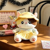 Adorable Peluche Chat Princesse en Robe Fleurie, Coussin Chat Mignon, Cadeau d'Anniversaire, Polyester 22-41cm