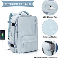 Ransel Perjalanan Tahan Air Poliester Oxford Gaya Baru Wanita Kapasitas 20-35L Tas Laptop Santai Bisnis Perjalanan Singkat Kasual USB