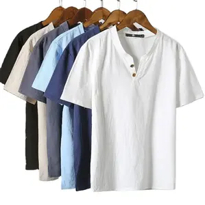 2023 Custom Causal Style T shirt 230 GSM Organic Cotton Embroidery logo T shirt Plain Slub Cotton T shirt For men