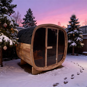 ห้องซาวน่าอบไอน้ำแบบดั้งเดิมกลางแจ้ง ทำจากไม้ซีดาร์แดง สำหรับ 2-4 คน พร้อมกระจกนิรภัยแบบสี - Product Image 3