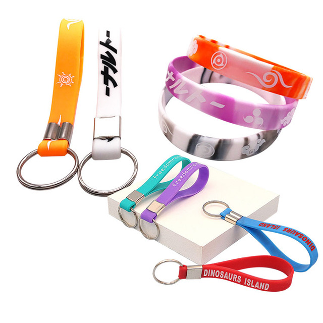 Top Quality Silicone Wristband Keychains Printed Rubber Bracelet Key Holders for Events Available at Good Price