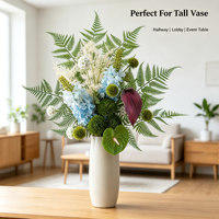 Nouveau design, bouquet de fleurs artificielles de jacinthe de printemps et d'anthurium, plantes vertes, pour cadeau, bouquet de mariée, décoration de vase
