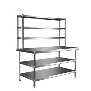 Table de travail rectangulaire en acier inoxydable de style industriel avec étagères robustes pour cuisine de conteneur, cantine, <span class=keywords><strong>chef</strong></span>, production - Product Image 1