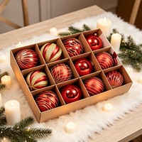 Boules de Noël Rouge et Or de Haute Qualité, Durables et Écologiques, Ensemble d'Ornements de Noël Gaufrés et Pailletés, Décorations à Suspendre pour Sapin de Noël