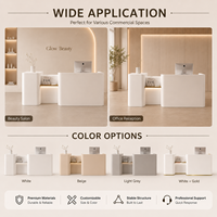 Comptoir de réception moderne et minimaliste en MDF sur mesure avec éclairage LED pour salon de beauté, hall d'hôtel