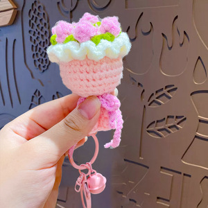 Handmade Knitted <b>Flower</b> Bouquet Keychain Romantic Yarn Pendant <b>Bag</b> Charm <b>Gift</b> - Product Image 6