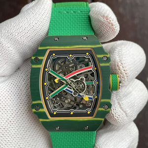 Reloj Mecánico Ultrafino Verde de 7.8mm con Caja Tonneau Rm6702, Correa de Goma, Fibra de Carbono, Esfera con Indicador de las 7 en Punto, Resistente al Agua - Product Image 2