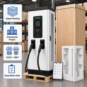 Nueva Estación de Carga Rápida para Vehículos Eléctricos de 60kW CC, Cargador Doble para Vehículos, CCS2 CHAdeMO GBT OCPP IP54 Comercial - Product Image 3