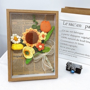 Bouquet Artificiale di Girasoli in Lana Lavorato a Mano, Cornice Fotografica Decorativa, Ornamento <span class=keywords><strong>da</strong></span> Appendere, Regalo per la Festa degli Insegnanti - Product Image 2