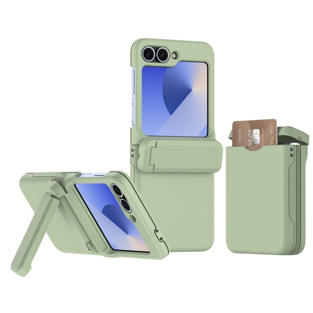 PC Hard Flip Cover Phone Case KickStand Mobile Phone Case With Card Holder for Samsung Galaxy Z Flip 7 Insert Card Cover