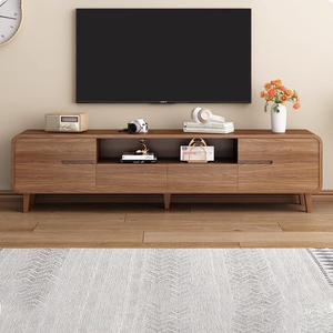 Soporte para TV |   Juego de Mesa de Centro Minimalista y Moderno para Sala de Estar |   Mueble de TV de Madera Maciza con Base - Product Image 1