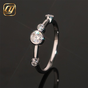 Women's Rhodium <b>Plate</b> Diamond <b>Ring</b> Round Brilliant Cut Minimalist Engagement Jewelry Lab Grown Diamonds <b>Ring</b> Classic Gift Unisex - Product Image 2