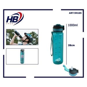 Botella de Agua Deportiva Transparente Verde de 1000 ml Resistente a Caídas - Product Image 1