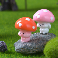 Figurine en résine 3D Kawaii en forme de champignon animal, peinte à la main, créative, mignonne et étrange, modèle de mascotte, cadeau tendance pour bureau, vente en gros