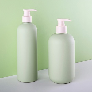 ขวดแชมพูพลาสติก HDPE สีเขียวด้านแบบสัมผัสนุ่ม พิมพ์โลโก้ได้ ขนาด 200 มล. 300 มล. 500 มล. สำหรับบรรจุภัณฑ์โลชั่นและเครื่องสำอางแบบปั๊ม - Product Image 4