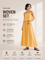 Ensemble haut et jupe longue en coton et lin pour femme, vêtements de plage d'été, fabricant OEM ODM