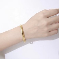 Bracelet chaîne serpent plat en acier inoxydable plaqué or classique tendance pour femmes - Cadeau d'anniversaire