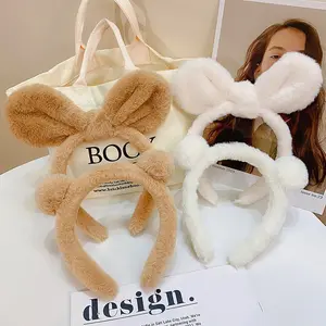 Diadema navideña con orejas de oso y conejo, accesorio cosmético a la moda