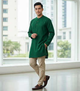 Salwar Kurta Pyjama de Algodón TR Liso de Moda Raya 2025 con Diseños Modernos en Cuello y Mangas para Hombre - Product Image 1