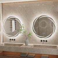 Grand miroir rond à LED pour salle de bain, bord lumineux tourbillon, lumière à intensité variable, 3 couleurs, livraison gratuite