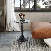 Table basse en marbre HZX sur mesure, table d'appoint en travertin naturel noir beige pour la maison