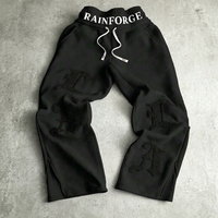 Pantalon de jogging personnalisé pour homme, coupe ample, jambe large, en molleton épais, avec broderie chenille et fermeture éclair latérale, style streetwear Y2K
