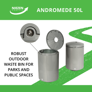 Cubo de basura de aluminio irrompible 50L ANDROMEDE Cubo de basura para exteriores Durable Road Parks Espacios públicos Calle Cerradura de llave triangular - Product Image 2