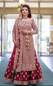 เดรสยาวแบบดั้งเดิมของอินเดีย/ปากีสถานที่สวยงามสง่างามสำหรับเจ้าสาว Kurta lehenga อะซิเตตยาว - Product Image 2