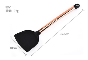 Rose Gold Stainless Steel Solid Handle Kitchen Slotted Turner Silicone Cooking <strong>Spatula</strong> - Product Image 3
