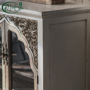 Aparador de madera tallada vintage A1593, mueble de almacenamiento para la sala de estar, decoración del hogar - Product Image 4