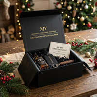 Boîte cadeau de luxe XJY pour mariage, Noël et anniversaire, avec couvercle magnétique noir, design pliable pour garçons d'honneur et demande en mariage