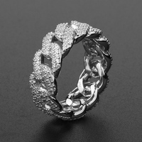 Punk haute qualité bijoux fins cubique zircon anneau 18k plaqué or femmes hommes anneaux 925 argent sterling cubain chaîne anneaux pour hommes