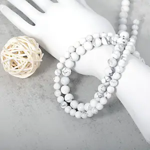 Wholesale White Round Loose Picasso Tibetan Arizona African Gemstone White Howlite Turquoise Stone Beads For Handmade