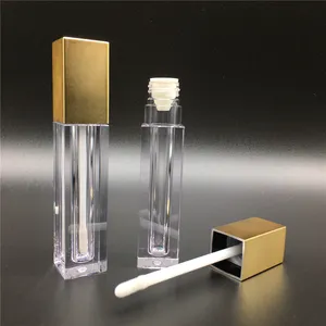 7ml Square PETG Frosted Gold Lip Gloss Tube