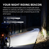 Luz Delantera para Bicicleta CYCLAMI de 1700 Lúmenes, Luces Delanteras para Ciclismo Nocturno con Línea de Corte Antideslumbrante, Batería de Alimentación, Luces para Bicicleta