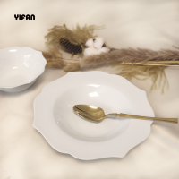 Nouvel ensemble de vaisselle en porcelaine fine motif Fleur de Monsoon, assiettes de présentation pour hôtels cinq étoiles, assiettes de service pour mariage décoratif