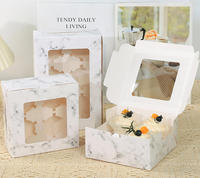 Boîte d'emballage portable en carton transparent Ma Fen pour cupcakes et desserts, de qualité alimentaire, avec poignée personnalisable