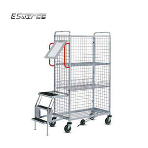 ढही लॉजिस्टिक परिवहन समायोज्य शेल्फ तार जाल धातु स्टील बहुक्रियाशील चल हाथ कार्ट्स ट्रॉली - Product Image 1
