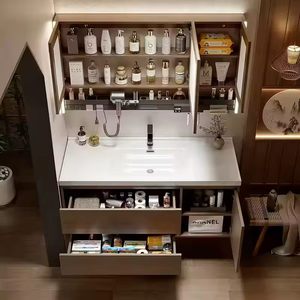 Nouvel ensemble de lavabo en céramique de pierre frittée sans joint pour salle de bain, meuble-lavabo <span class=keywords><strong>Paris</strong></span> au design moderne pour hôtel et appartement - Product Image 5