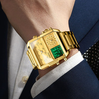Montre-bracelet sport pour homme Big Circle, analogique-numérique, double fuseau horaire, alarme, calendrier, bracelet en acier inoxydable, résistante à l'eau, mouvement à quartz