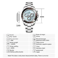 PAGANI DESIGN 2026 Neue Eisblaue Luxus-Quarzuhr Herren Sportchronograph Automatisches Datum Edelstahl Wasserdichte Armbanduhr
