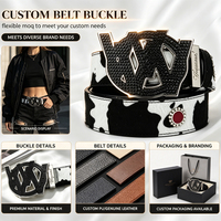 Ceinture de luxe en cuir véritable à boucle perles noires, motif vache, poils courts, personnalisable avec logo, style western, incrustée de strass