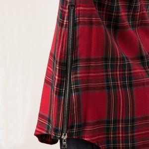 Custom Sleeves Men's Street Wear Shirts Plaid Zipper Curve Hem Flannel Shirts Oversize Check Raw <b>Edge</b> Button up Shirts for <b>Male</b> - Product Image 6