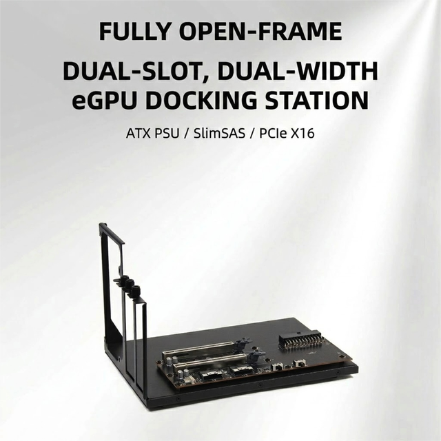 eGPU Docking Station, Dual-Slot Spacing (40.6mm) PCIe Expansion Board, Supports two Double-Width Graphics Cards