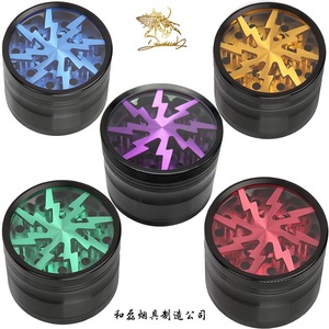 63MM Lightning Transparent Skylight Four Layer Aluminum Alloy Smoke <b>Grinder</b> Tobacco <b>Grinder</b> - Product Image 6