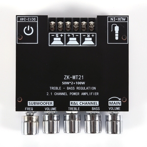 לוח מגבר כוח דיגיטלי ZK-MT21 2X50w+100W 2.1 ערוצים סאב וופר AUX 12V 24V אודיו סטריאו BT 5.0 מגבר בס לבית - Product Image 3